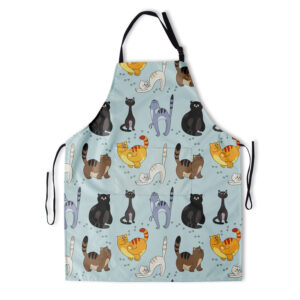 Cartoon Cat Aprons For Women With Pockets Cute Cat Apron Waterproof Adjustable Neck Funny Apron Women Men Kitchen Cooking Waitress Chef Grill Bistro Baking BBQ Apron