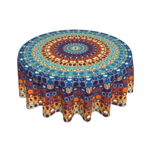Mandala Round Tablecloth 60 Inch Colorful Boho Table Cloth Reusable Indian Table Cloths Waterproof Dining Table Cover Washable Tablecloths for Round Tables Kitchen Dining Room Indoor Outdoor