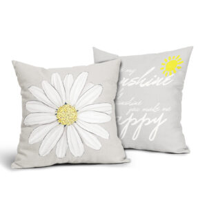 Throw Pillow Covers Daisy Flowers Pattern White Yellow Floral Design Square Pillowcase for Home Decor Sofa Car Bedroom Pillow case 18x18inch